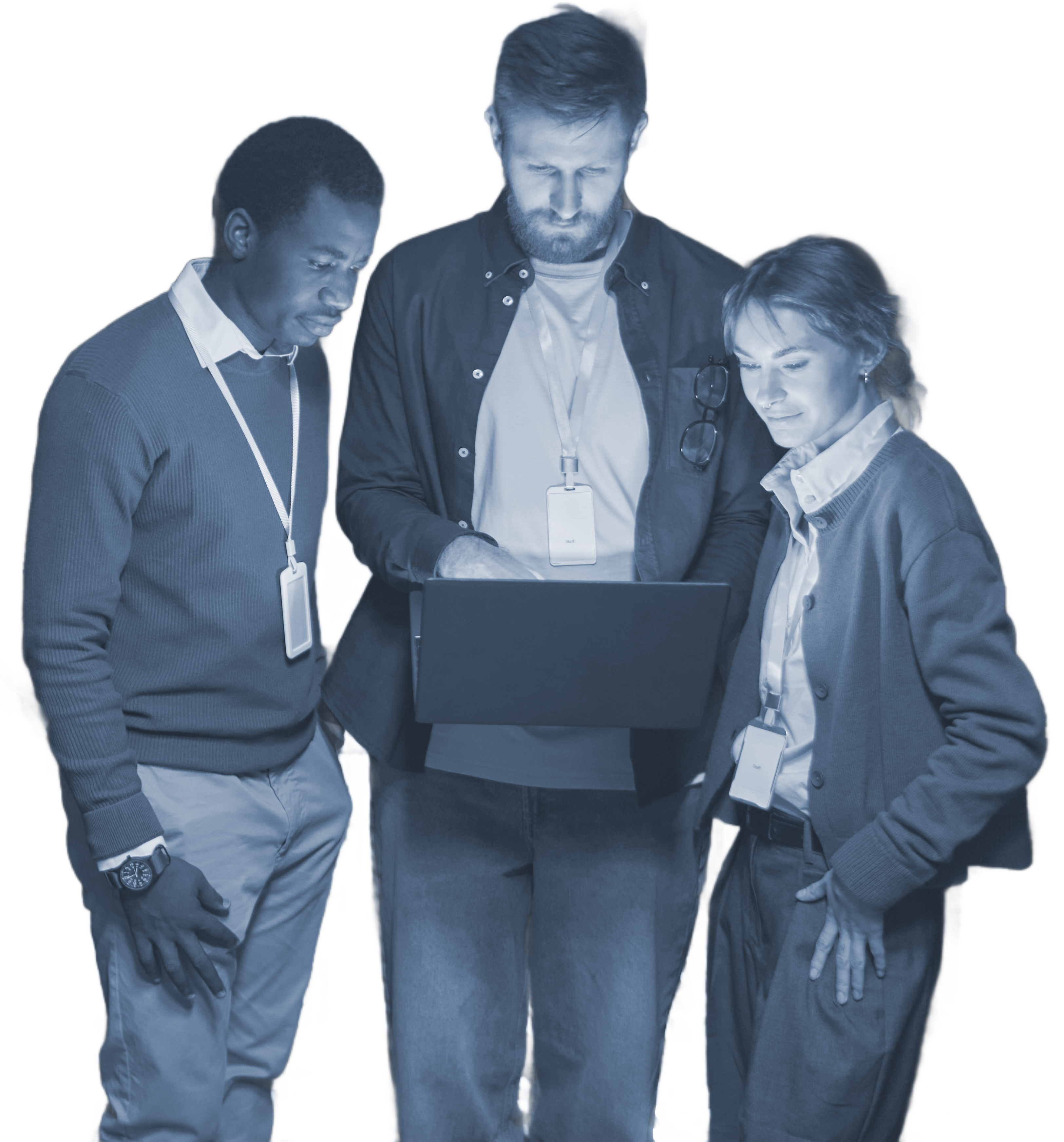 systems engineers looking at a tablet